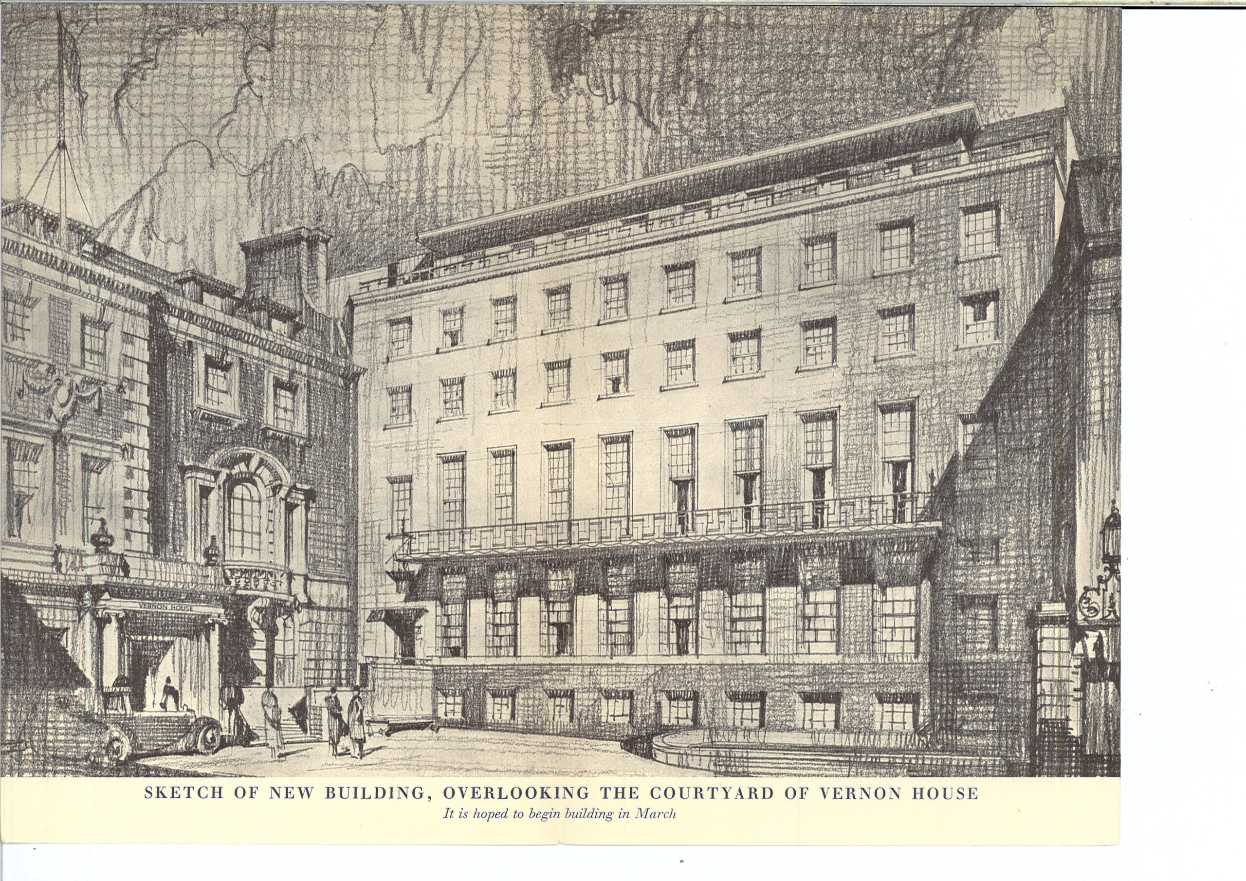 Heritage Sketch of New Building overlooking Vernon House London