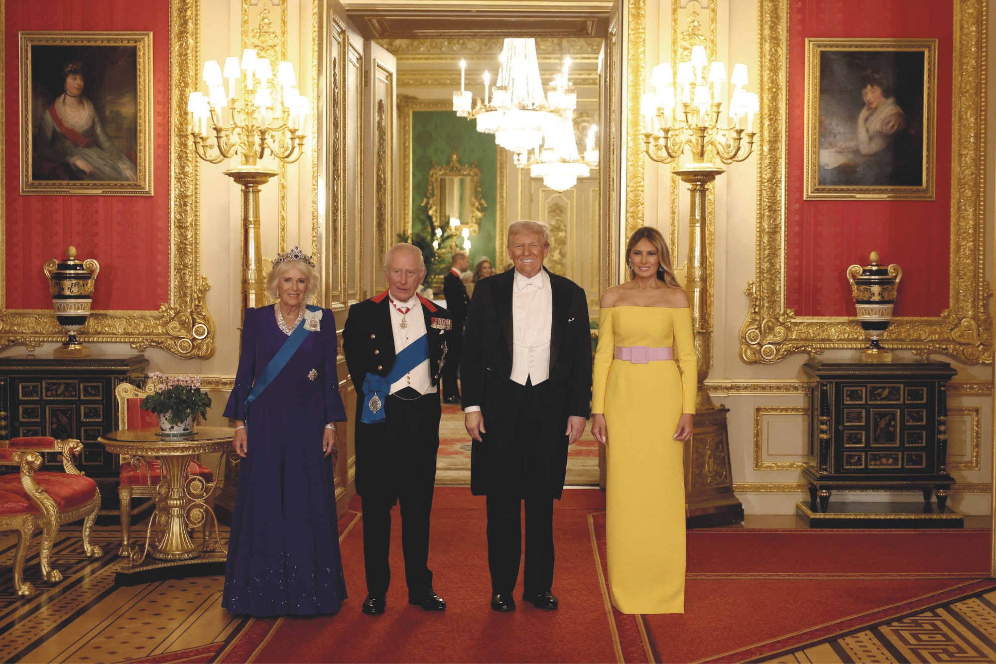 Donald Trump and Melania Trump with His Majesty The King and Queen Camilla